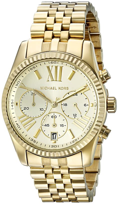 michael kors lexington women gold and black|lexington gold tone leather watch.